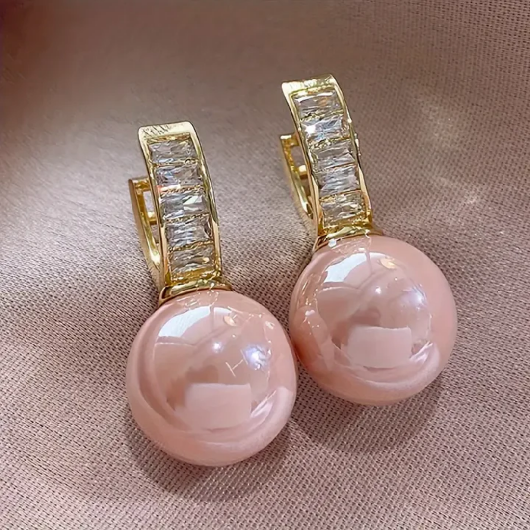 Guldøreringe med Pink Perle-CZ