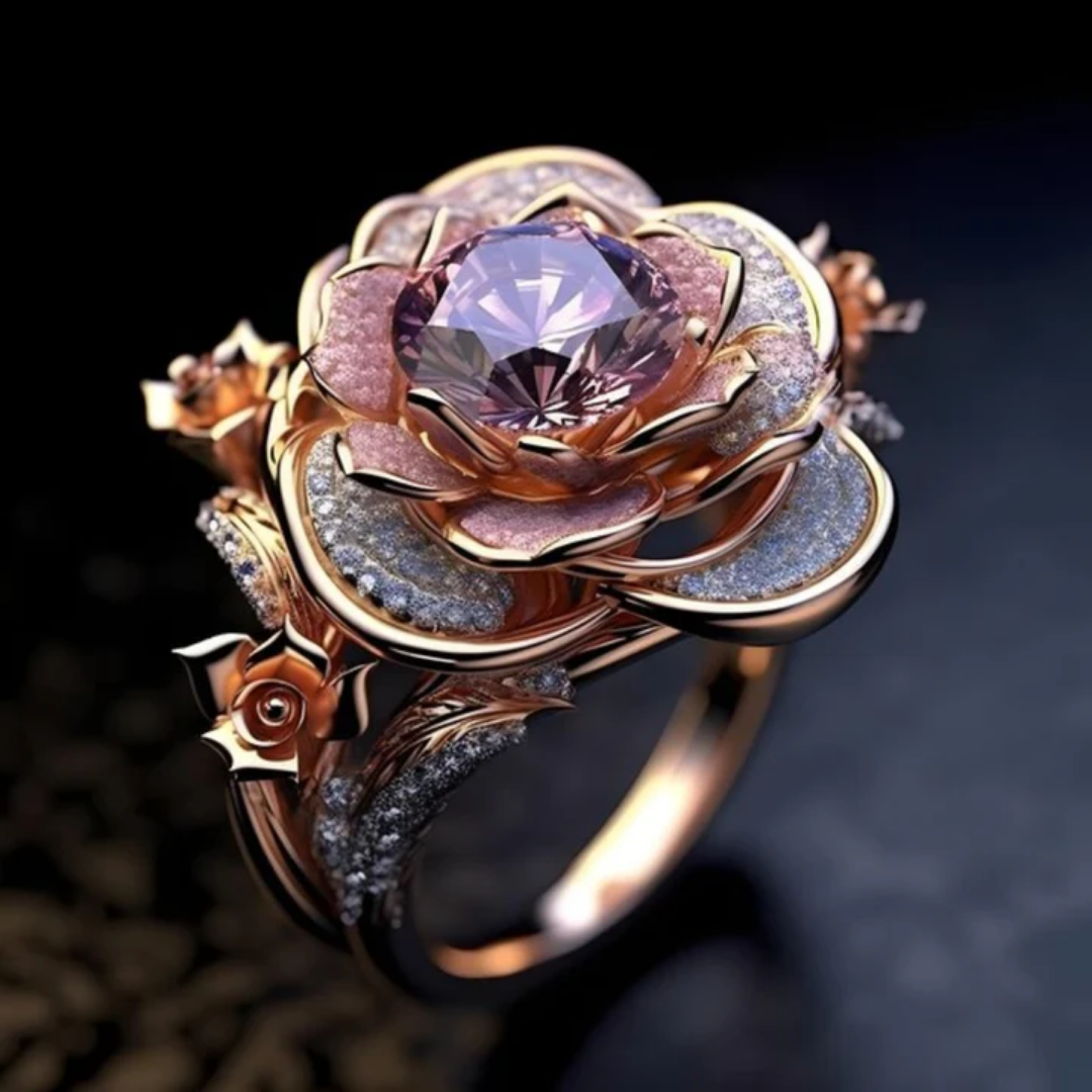 Ring med Eksotiske Blomster i Lag