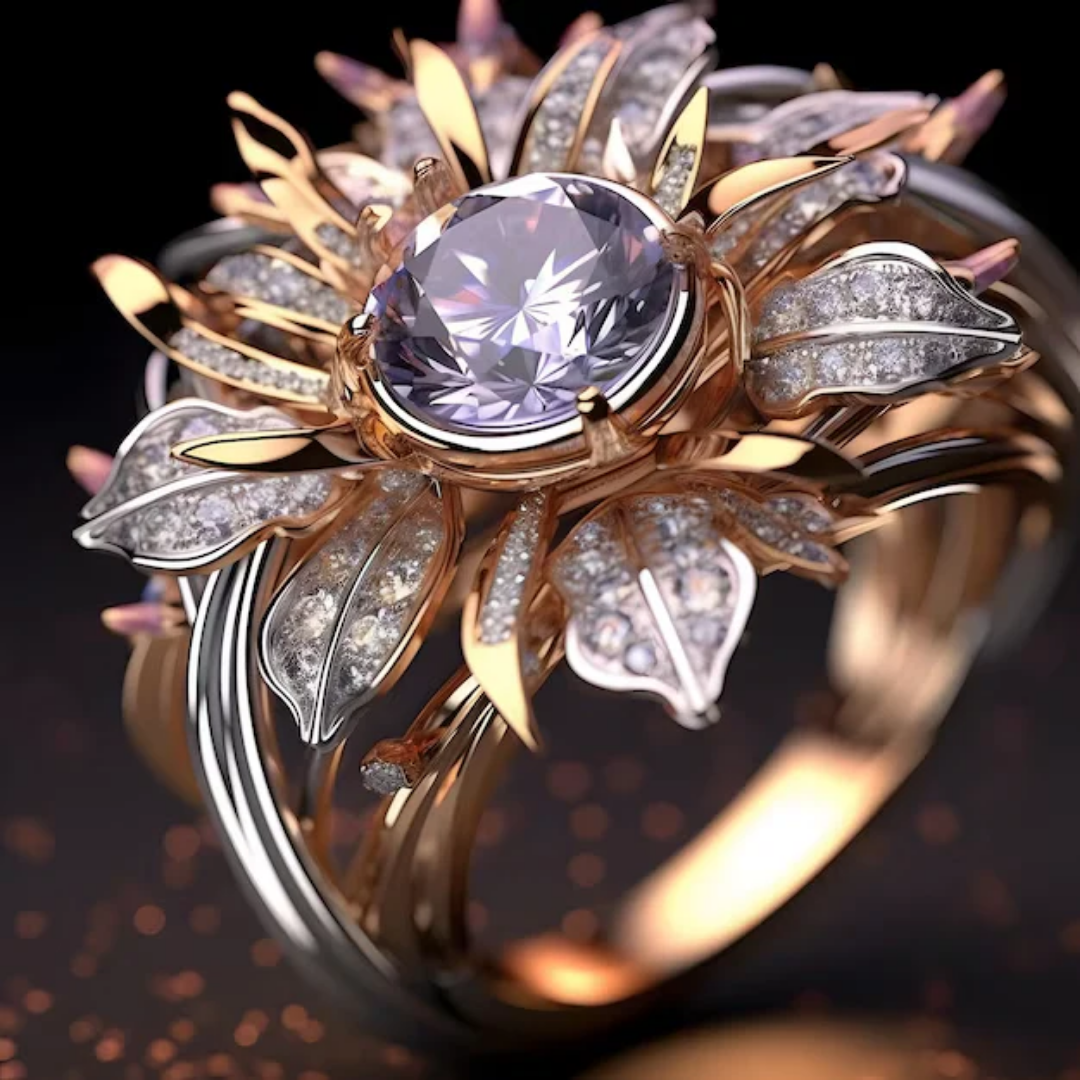 Eksotisk print Ring Lilla 