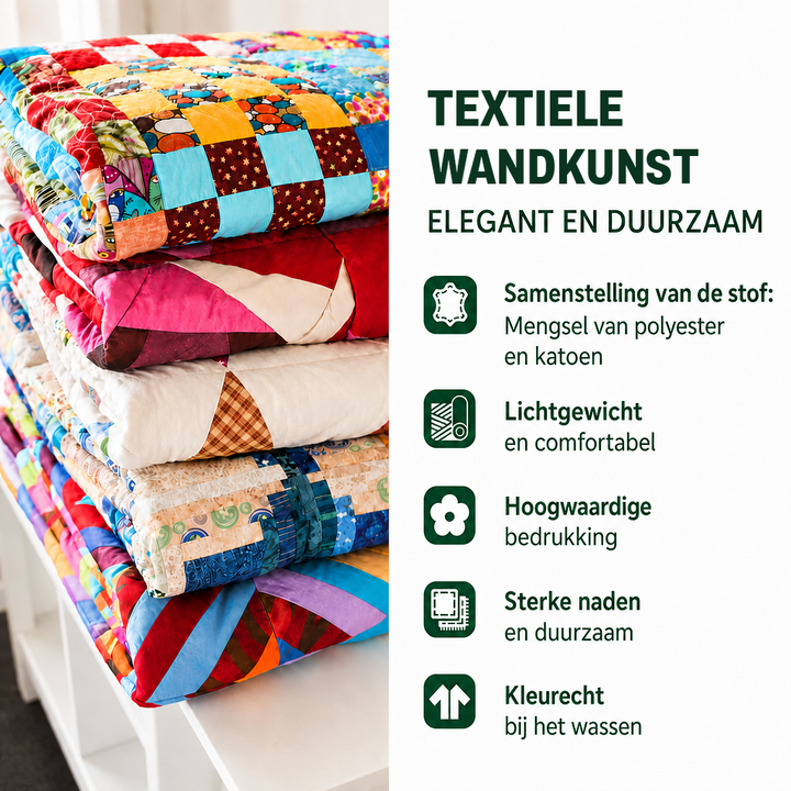 Aaltje - Vatteret tæppe Et Stykke af Mit Hjerte Lever i Paradis Kunstquilt Hængende